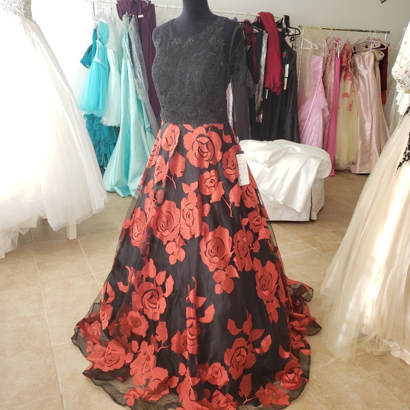 princess polly baby blue dress BRAND NEW ANNE KLEIN RED DRESS WITH BLACK LACE OVERLAY SLEEVELESS SIZE 10 main image 0